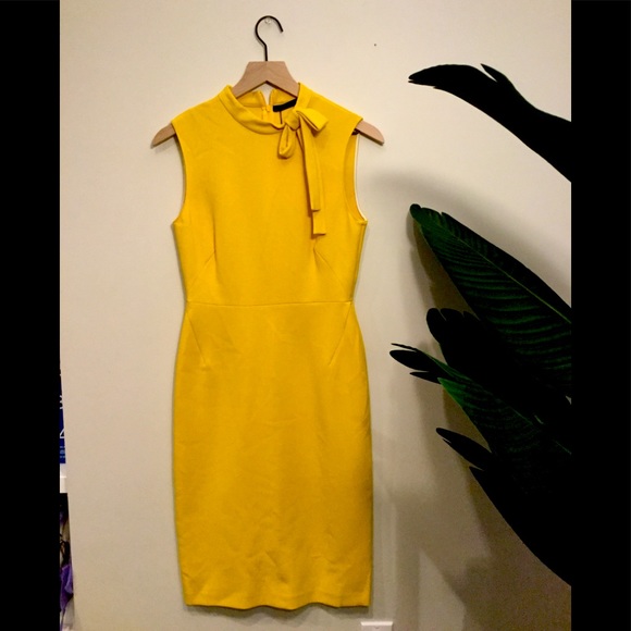 Zara Dresses & Skirts - Yellow Tie Neck Dress